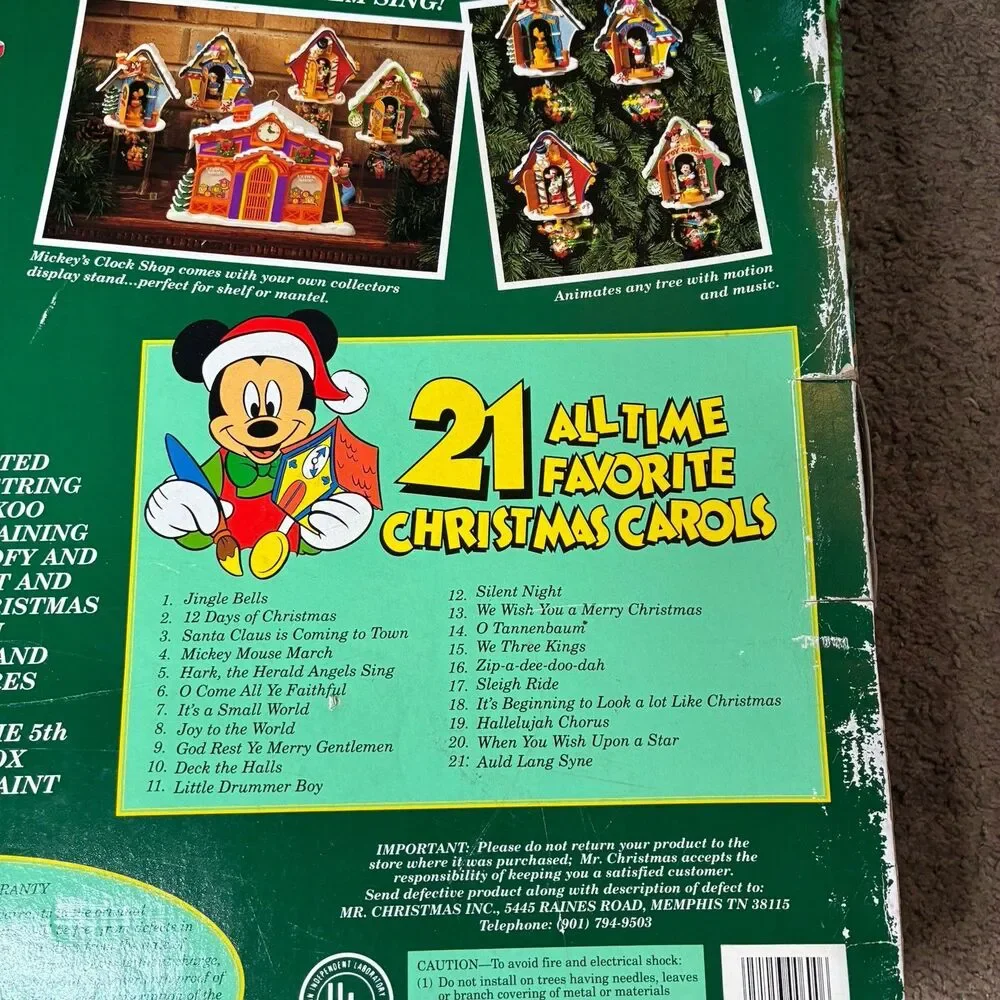 Mr. Christmas 1993 Vintage Mickey's Clock Shop Animated New In Box